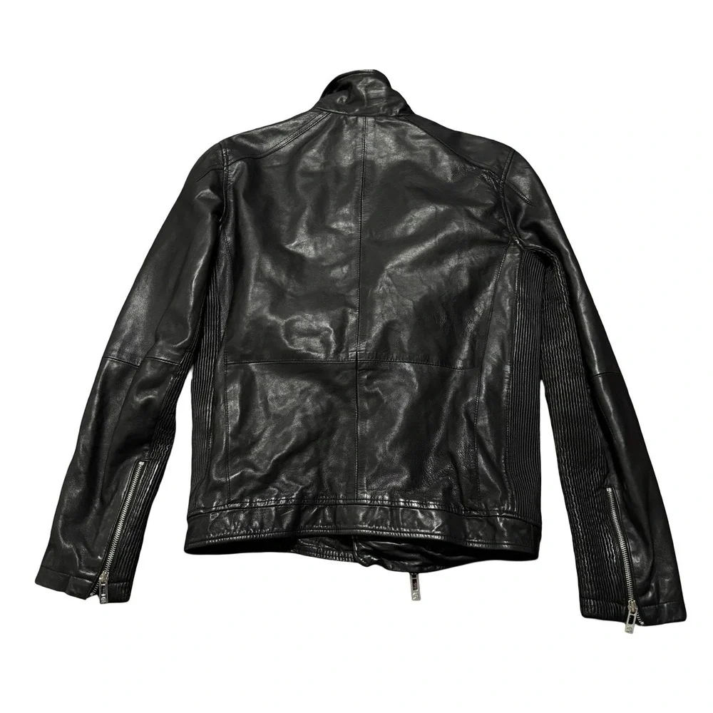 Rogue State Soft Lamb Leather Moto Biker Men Jacket Slim Small 21 x 26 *DAMAGE* - Picture 3 of 11